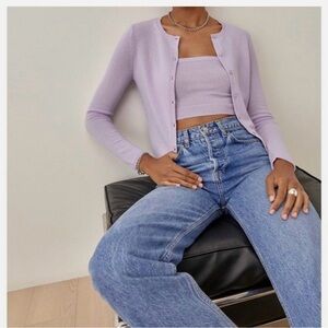 Reformation Lavender Cardigan and Crop Top Set